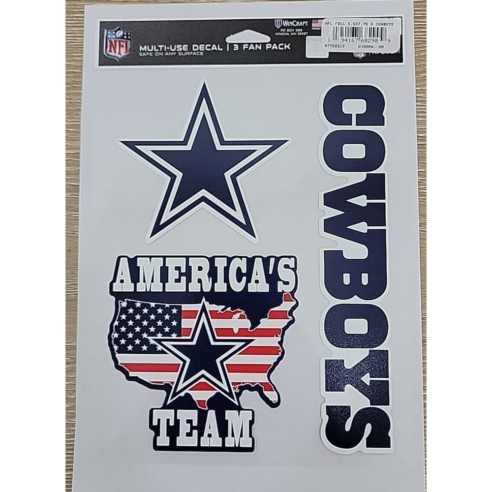 Dallas Cowboys 3 Fan Pack Multi Use Decals, America's Team, Cowboys